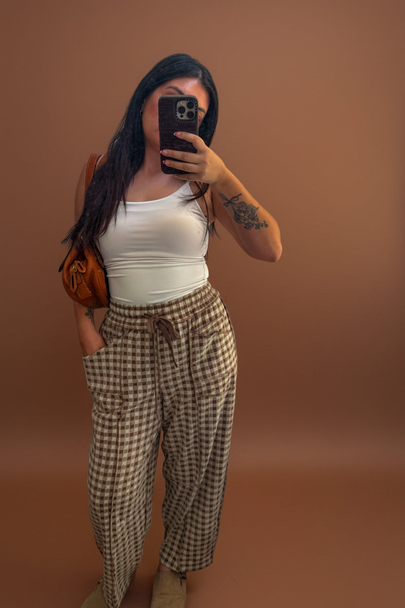 Harvest Gingham Barrel Pants
