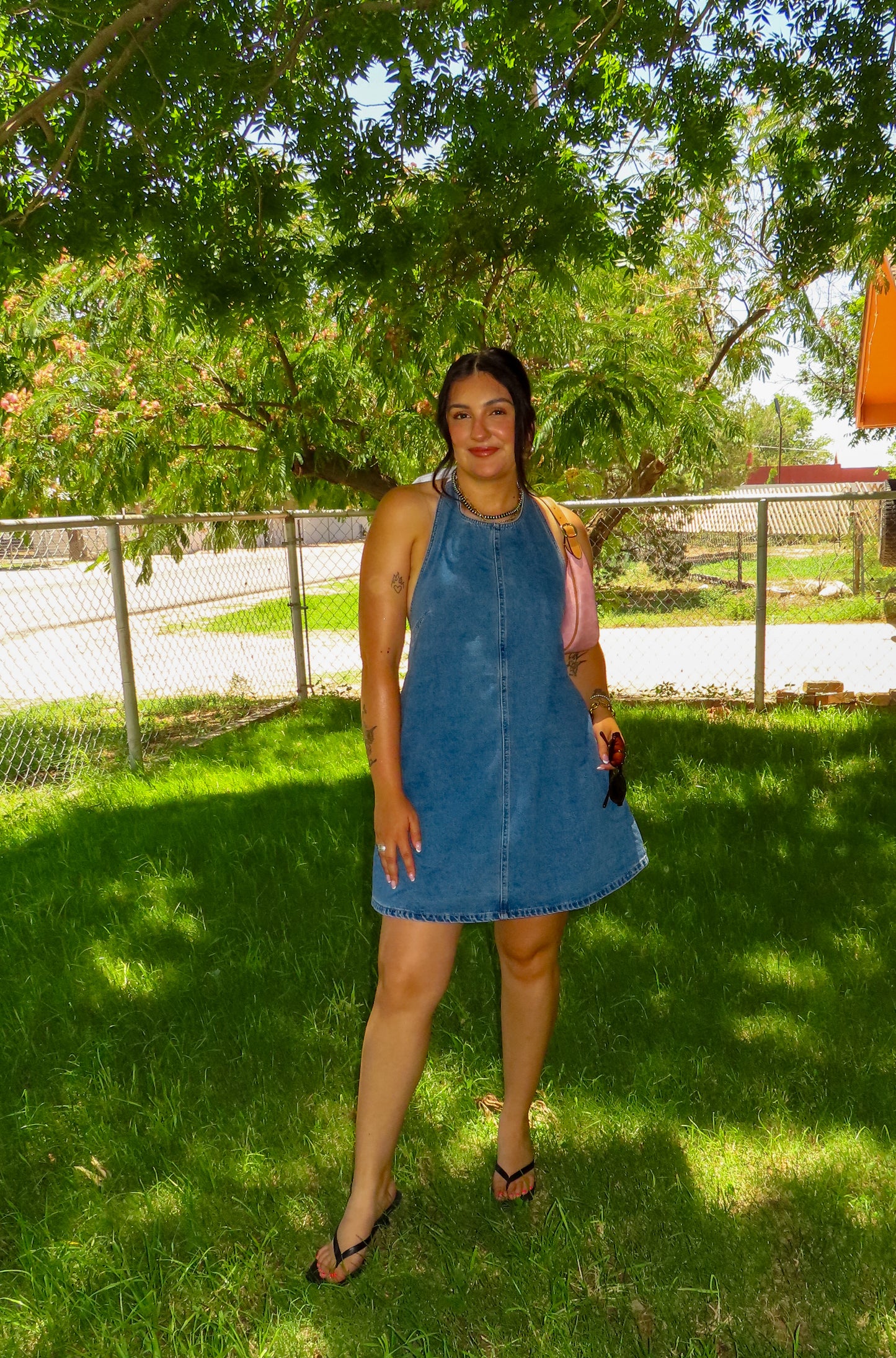 Halter Neck Sleeveless Denim Dress