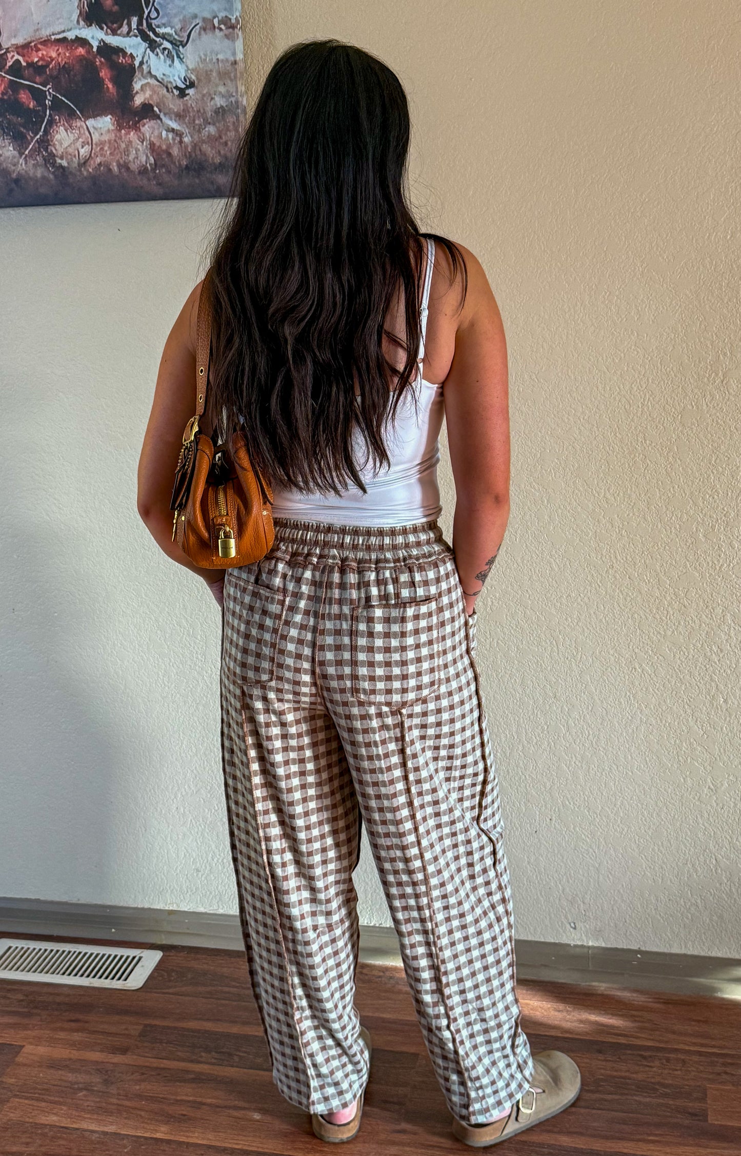 Harvest Gingham Barrel Pants