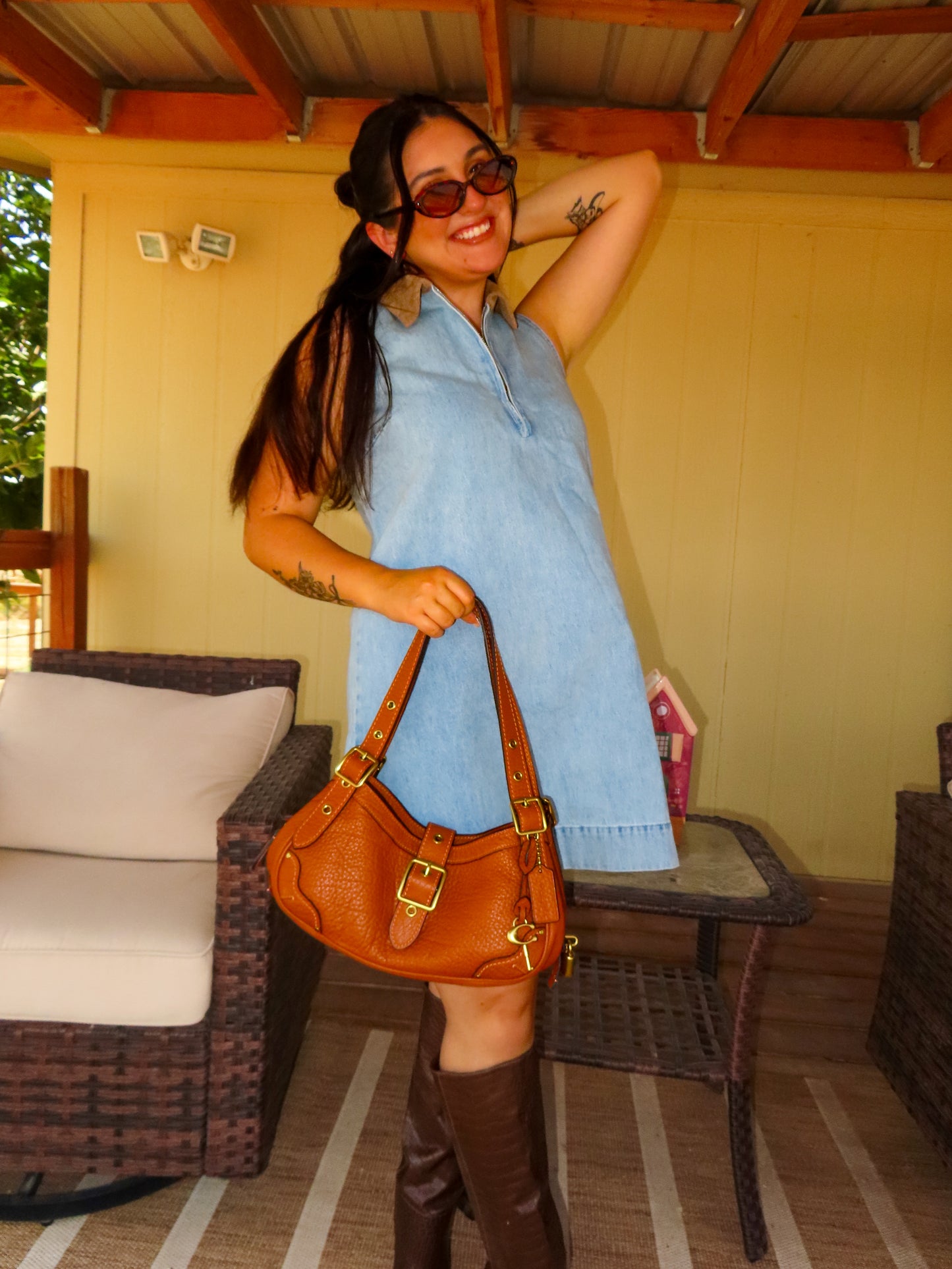 The Saddle + Denim Dress