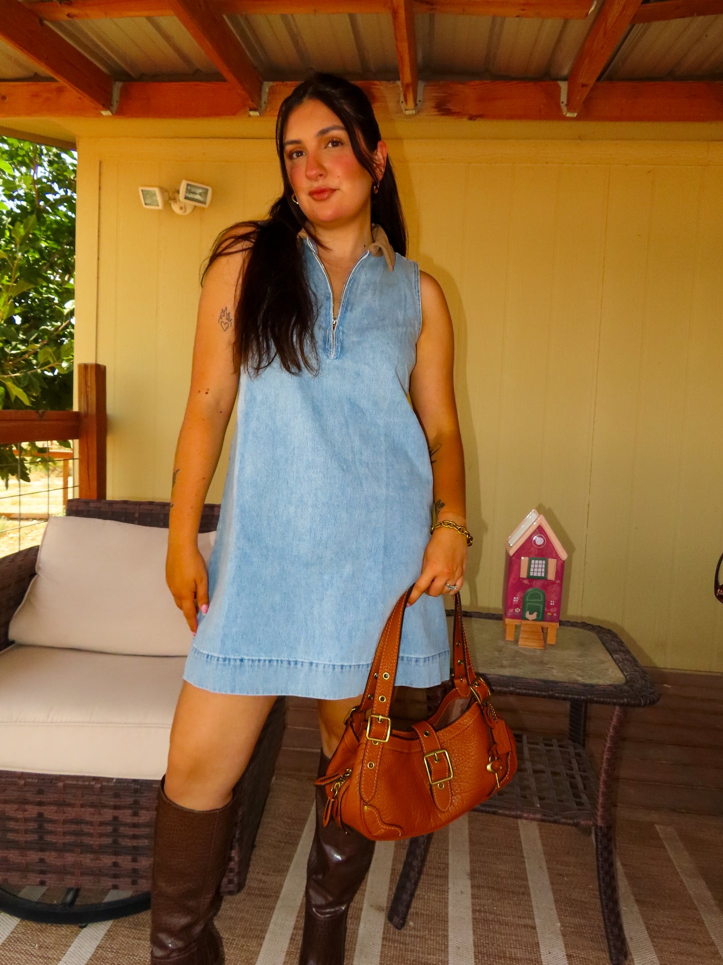 The Saddle + Denim Dress