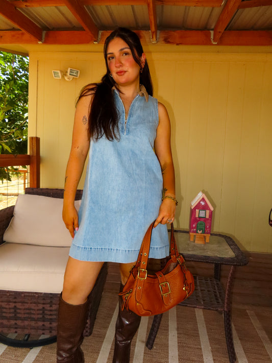 The Saddle + Denim Dress