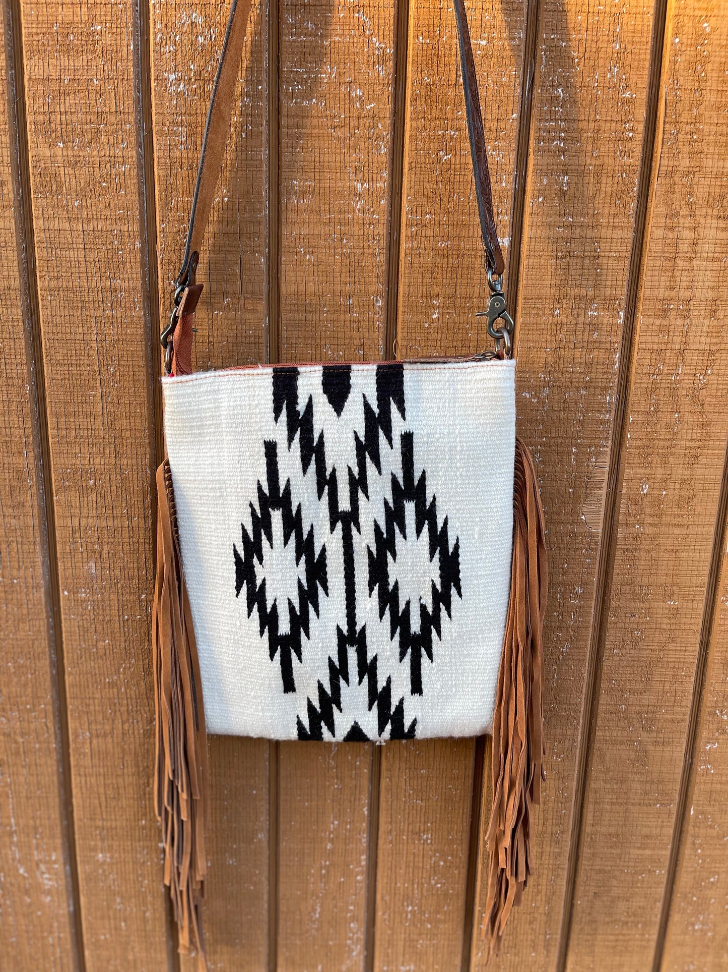 Cream Saddle Fringe Crossbody