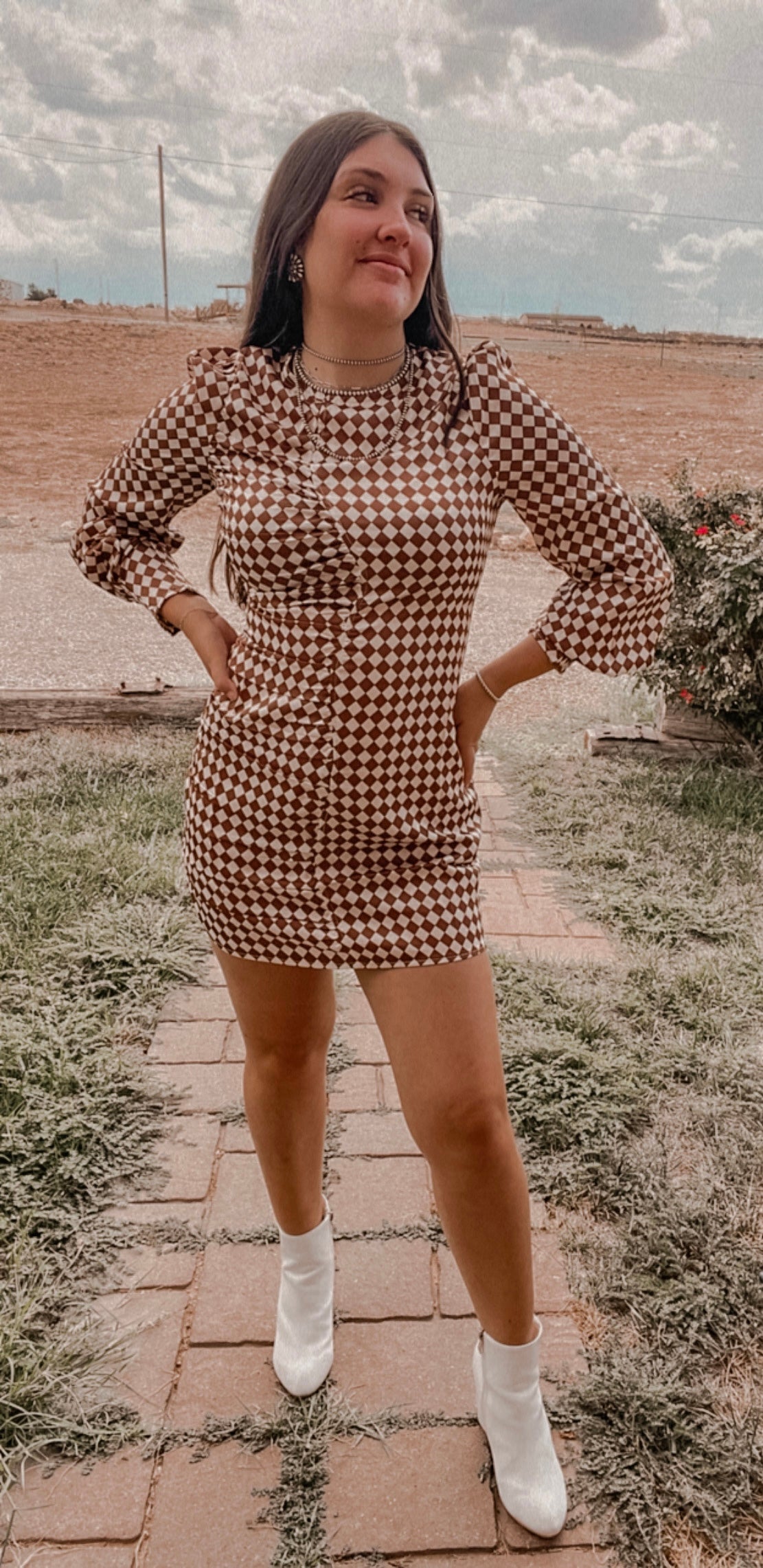 Brown Checker Dress